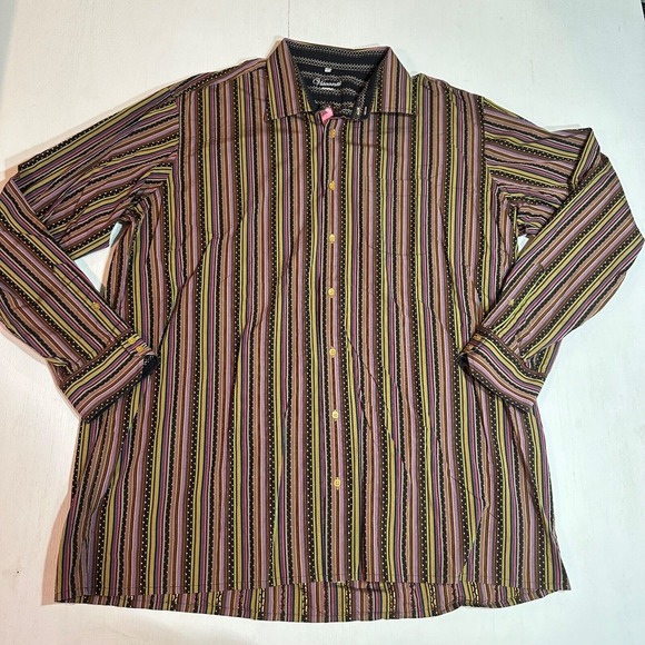 Visconti Uomo shirt mens size 3XL cotton stripped flip cuff button down shirt - Picture 1 of 5